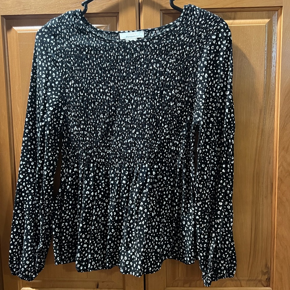 Black and White Polka Dot Women's Top